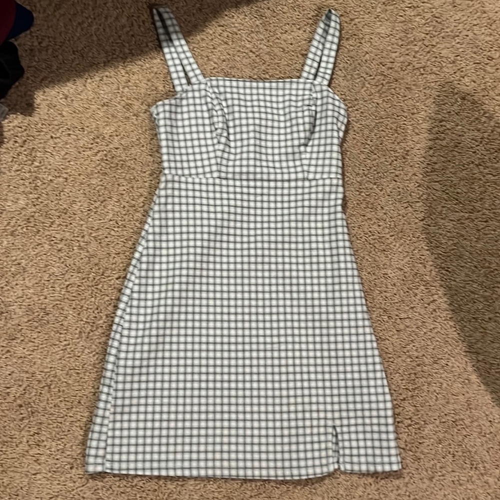 Plaid Hollister Green Tight Dress With adjustable Straps And Zipper. Size XS
